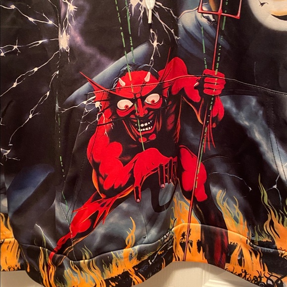 Graphic Hoodie with Skeleton and Flames…size M - Picture 4 of 6